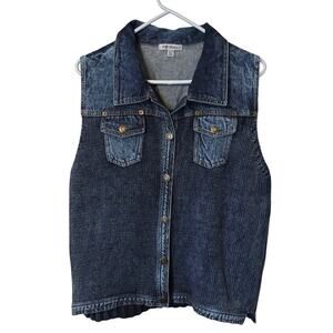 PBJ Blues Denim Sweater Vest Women's XL Indigo Casual Festival Coastal Summer